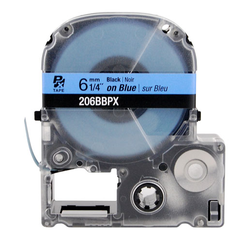 K-Sun 206BB Black on Blue PX Tape 1/4" KSun Epson 206BBPX 